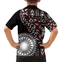 Red Tongan Ngatu Fonulei Pattern Family Matching Short Sleeve Bodycon Dress and Hawaiian Shirt LT9 - Polynesian Pride