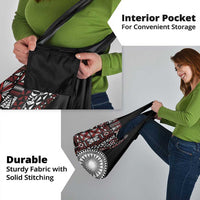 Red Tongan Ngatu Fonulei Pattern Grocery Bag