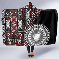 Red Tongan Ngatu Fonulei Pattern Hooded Blanket