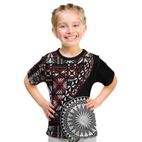 Red Tongan Ngatu Fonulei Pattern Kid T Shirt