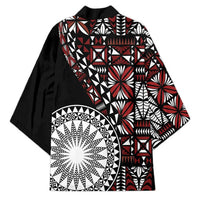 Red Tongan Ngatu Fonulei Pattern Kimono - Polynesian Pride