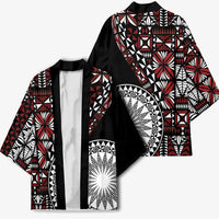 Red Tongan Ngatu Fonulei Pattern Kimono - Polynesian Pride