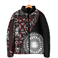 Red Tongan Ngatu Fonulei Pattern Padded Jacket - Polynesian Pride