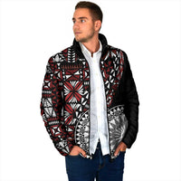 Red Tongan Ngatu Fonulei Pattern Padded Jacket - Polynesian Pride