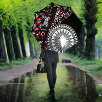 Red Tongan Ngatu Fonulei Pattern Umbrella - Polynesian Pride
