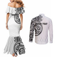 Hawaii and Japanese Culture Personalised Couples Matching Mermaid Dress and Long Sleeve Button Shirt With Polynesian Tribal Tattoo Style LT9 - Polynesian Pride