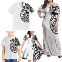 Hawaii and Japanese Culture Personalised Family Matching Off Shoulder Maxi Dress and Hawaiian Shirt With Polynesian Tribal Tattoo Style