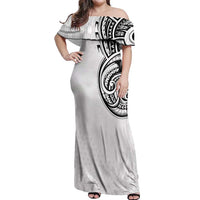 Hawaii and Japanese Culture Personalised Off Shoulder Maxi Dress With Polynesian Tribal Tattoo Style
