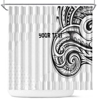 Hawaii and Japanese Culture Personalised Shower Curtain With Polynesian Tribal Tattoo Style