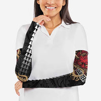 Hawaii and Japanese Oni Mask Personalised Arm Sleeves Kakau Pattern Dark Art Style - Polynesian Pride