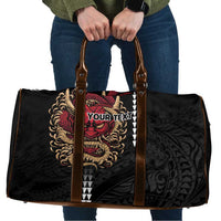 Hawaii and Japanese Oni Mask Personalised Travel Bag Kakau Pattern Dark Art Style - Polynesian Pride