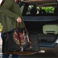 Hawaii and Japanese Oni Mask Personalised Travel Bag Kakau Pattern Dark Art Style - Polynesian Pride