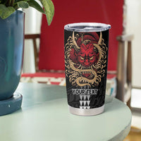 Hawaii and Japanese Oni Mask Personalised Tumbler Cup Kakau Pattern Dark Art Style LT9 - Polynesian Pride