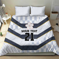 Japan Pacific Rugby 2022-23 Custom Bedding Set Black Sakura Japanese Wave Pattern