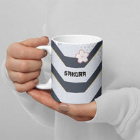 Japan Pacific Rugby 2022-23 Custom Ceramic Mug Black Sakura Japanese Wave Pattern - Polynesian Pride