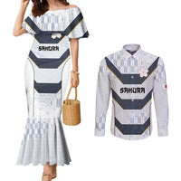 Japan Pacific Rugby 2022-23 Custom Couples Matching Mermaid Dress and Long Sleeve Button Shirt Black Sakura Japanese Wave Pattern LT9 Black - Polynesian Pride
