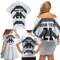 Japan Pacific Rugby 2022-23 Custom Family Matching Off Shoulder Short Dress and Hawaiian Shirt Black Sakura Japanese Wave Pattern