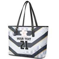 Japan Pacific Rugby 2022-23 Custom Leather Tote Bag Black Sakura Japanese Wave Pattern LT9 - Polynesian Pride