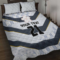 Japan Pacific Rugby 2022-23 Custom Quilt Bed Set Black Sakura Japanese Wave Pattern