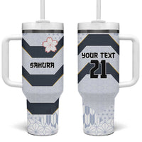 Japan Pacific Rugby 2022-23 Custom Tumbler With Handle Black Sakura Japanese Wave Pattern