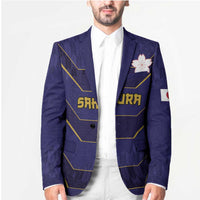 Japan Pacific Rugby 2022-23 Custom Blazer Blue Sakura Japanese Wave Pattern - Polynesian Pride