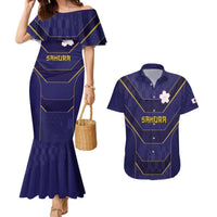 Japan Pacific Rugby 2022-23 Custom Couples Matching Mermaid Dress and Hawaiian Shirt Blue Sakura Japanese Wave Pattern LT9 Blue - Polynesian Pride