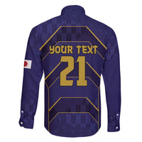Japan Pacific Rugby 2022-23 Custom Family Matching Long Sleeve Bodycon Dress and Hawaiian Shirt Blue Sakura Japanese Wave Pattern LT9 - Polynesian Pride