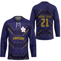 Japan Pacific Rugby 2022-23 Custom Hockey Jersey Blue Sakura Japanese Wave Pattern - Polynesian Pride