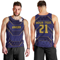 Japan Pacific Rugby 2022-23 Custom Men Tank Top Blue Sakura Japanese Wave Pattern