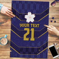 Japan Pacific Rugby 2022-23 Custom Puzzle Blue Sakura Japanese Wave Pattern - Polynesian Pride