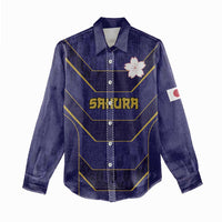 Japan Pacific Rugby 2022-23 Custom Women Casual Shirt Blue Sakura Japanese Wave Pattern LT9 - Polynesian Pride