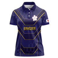 Japan Pacific Rugby 2022-23 Custom Women Polo Shirt Blue Sakura Japanese Wave Pattern