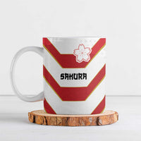 Japan Pacific Rugby 2022-23 Custom Ceramic Mug Red Sakura Japanese Wave Pattern - Polynesian Pride