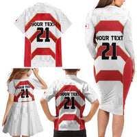 Japan Pacific Rugby 2022-23 Custom Family Matching Long Sleeve Bodycon Dress and Hawaiian Shirt Red Sakura Japanese Wave Pattern LT9 - Polynesian Pride
