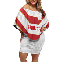 Japan Pacific Rugby 2022-23 Custom Family Matching Off Shoulder Short Dress and Hawaiian Shirt Red Sakura Japanese Wave Pattern