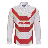 Japan Pacific Rugby 2022-23 Custom Family Matching Short Sleeve Bodycon Dress and Hawaiian Shirt Red Sakura Japanese Wave Pattern LT9 Dad's Shirt - Long Sleeve Red - Polynesian Pride