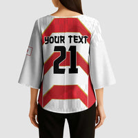 Japan Pacific Rugby 2022-23 Custom Kimono Sleeve Blouse Red Sakura Japanese Wave Pattern - Polynesian Pride