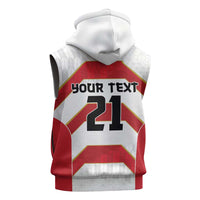 Japan Pacific Rugby 2022-23 Custom Sleeveless Hoodie Red Sakura Japanese Wave Pattern - Polynesian Pride