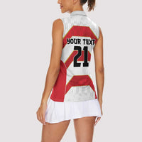 Japan Pacific Rugby 2022-23 Custom Women Sleeveless Polo Shirt Red Sakura Japanese Wave Pattern