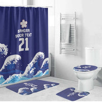 Japan Pacific Rugby Custom Bathroom Set Go Sakura Japanese Wave Pattern - Polynesian Pride