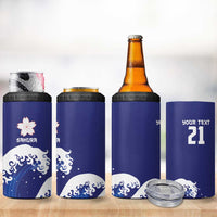 Japan Pacific Rugby Custom 4 in 1 Can Cooler Tumbler Go Sakura Japanese Wave Pattern