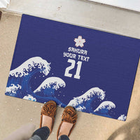 Japan Pacific Rugby Custom Rubber Doormat Go Sakura Japanese Wave Pattern LT9 - Polynesian Pride