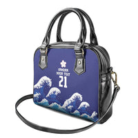 Japan Pacific Rugby Custom Shoulder Handbag Go Sakura Japanese Wave Pattern