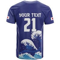 Japan Pacific Rugby Custom T Shirt Go Sakura Japanese Wave Pattern