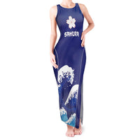 Japan Pacific Rugby Custom Tank Maxi Dress Go Sakura Japanese Wave Pattern