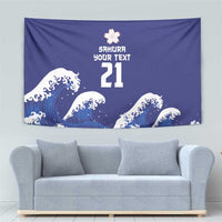 Japan Pacific Rugby Custom Tapestry Go Sakura Japanese Wave Pattern