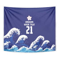 Japan Pacific Rugby Custom Tapestry Go Sakura Japanese Wave Pattern