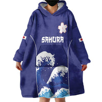 Japan Pacific Rugby Custom Wearable Blanket Hoodie Go Sakura Japanese Wave Pattern