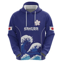 Japan Pacific Rugby Custom Zip Hoodie Go Sakura Japanese Wave Pattern