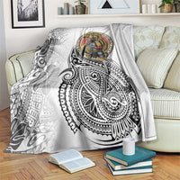 Japanese Samurai Warrior Blanket White Polynesian Tattoo Style LT9 White - Polynesian Pride